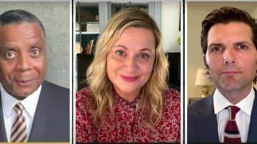 Red printed blouse worn by Leslie Knope (Amy Poehler) in A Parks and Recreation Special