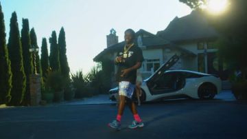 Amiri tie-dye Print Draw­string Swim Shorts worn by Jack Boy in 1K (Official Music Video)