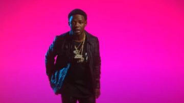 John Varvatos Foil-Print­ed Slim Fit Truck­er Jack­et worn by Jack Boy in 1K (Official Music Video)