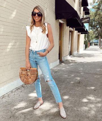 Jamie High Rise Classique de Ashley Tarkington Jackel sur l'Instagram account @ashnfashn