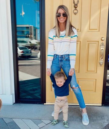 Like A Rain­bow Sweater of Ashley Tarkington Jackel on the Instagram account @ashnfashn