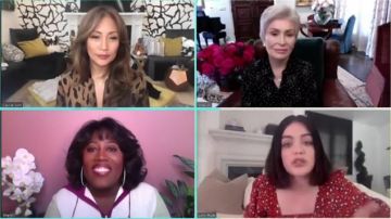 L'agence Print Silk Bomber Jack­et worn by Carrie Ann Inaba on The Talk May 14, 2020