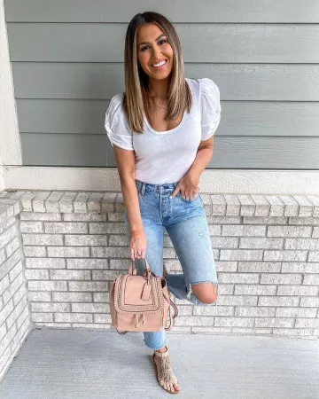 Free People White Ava Top of Hollie Woodward on the Instagram account @holliewdwrd