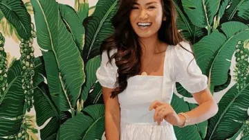 Vestido de manga blanca de hojaldre usado por Caila Quinn en The Bachelor Temporada 24