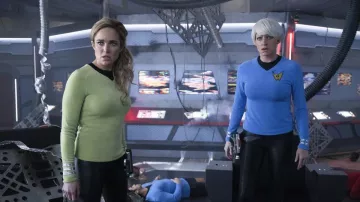 Blue Sweater  worn by Ava Sharpe (Jes Macallan) in DC's Legends of Tomorrow (Season 5 Episode 14)