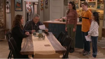 Patent Red Plat­form Boots worn by Kate Burns (Grace Kaufman) in Man with a Plan Season 4 Episode 10