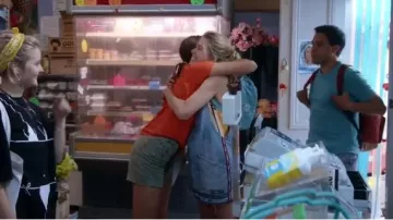 Den­im Over­all Dress worn by Sabine (Bridie McKim) in The Heights Season 2 Episode 2