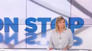 The shirt with a fine stripe of Karine of Ménonville on BFMTV