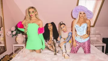 Les mécréants de Londres Cupidon robe en néon de citron porté par Jade Thirlwall dans le Rebond de la musique de la vidéo par des Little Mix