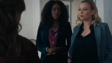 Tenia Silk Blouse worn by Sara Hammon (Samantha Mathis) in Billions Season 5 Episode 2