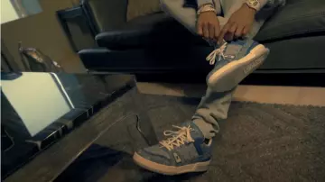 Louis Vuitton Blue Den­im 'LV Train­er' Sneak­ers worn by Rich the Kid in Racks On feat. YoungBoy Never Broke Again (Official Video)