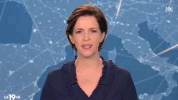 The Top V-neck detail ruffles of Nathalie Renoux in The 19:45 M6