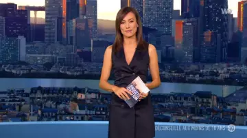 The wrap dress without sleeve buttons black of Marie-Ange Casalta in Survey of action