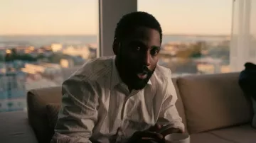 Long-Sleeve Stripe Office Shirt worn by John David Washington in Tenet