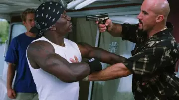 The white tank top of Roman Pearce (Tyrese Gibson) in the film 2 Fast 2 Furious