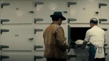 Brown leather jacket worn by Perry Mason (Matthew Rhys) in Perry Mason Official Trailer 2 Season 1