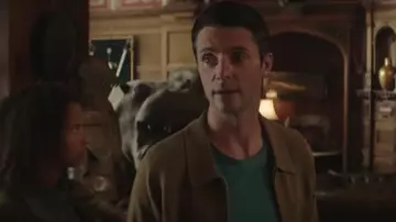 Brown leather jacket worn by David (Matthew Goode) in Four Kids and It