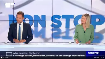 The khaki shirt of Karine of Ménonville on BFMTV