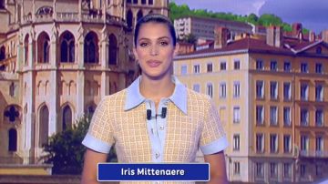 The dress in tweed Iris Mittenaere for The draw of The euromillions