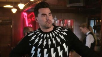 Lightning Bolt sweater worn by David Rose (Daniel Levy) in Schitt's Creek (S05E04)