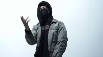 Green bomber jacket worn by Scarlxrd in FFS FREESTYLE. music video
