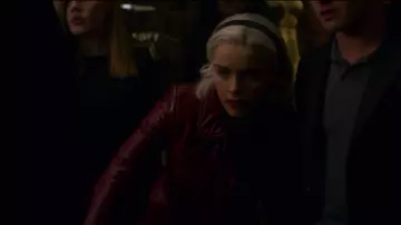Red Leather Jacket worn by Sabrina Spellman (Kiernan Shipka) as seen in Chill­ing Ad­ven­tures of Sab­rina S02E07