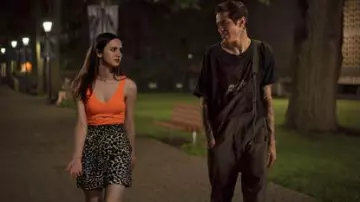 Leopard Print Paper Bag Shorts  worn by Claire Carlin (Maude Apatow) as seen in The King of Staten Island 