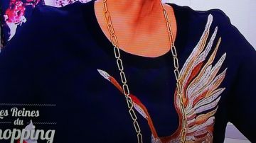 El top azul estampado de pájaro Valentine Gauthier que luce Cristina Córdula en Las Reinas de las Compras