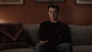 The striped sweater AllSaints worn by Clay Jensen (Dylan Minnette) in 13 Reasons Why (Season 4 Episode 5)