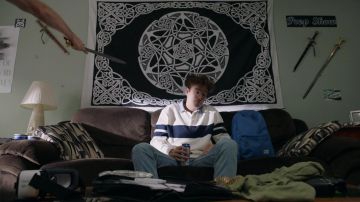 Herschel blue backpack of Drew Gardner (John Paul Reynolds) as seen in Search Party (S03E04)