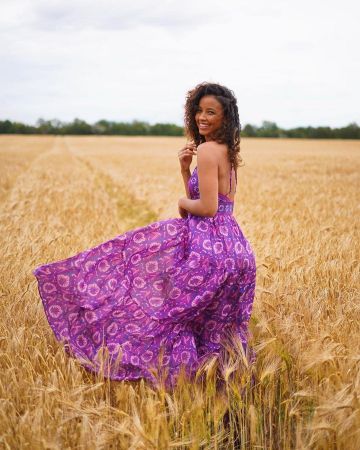 The long silk dress bare back Pink, Flora Coquerel on her account Instagram @floracoquerel