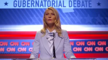 Lilac Satin Blouse worn by Georgina Hobart (Gwyneth Paltrow) in The Politician (S02E01)