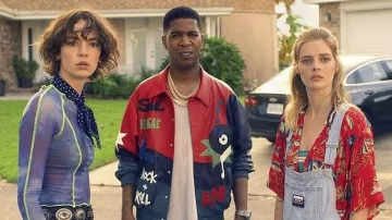 R13 Fish Pattern Button Down Shirt worn by Thea Preston (Samara Weaving) in Bill & Ted Face the Music