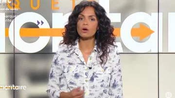 The dress blouse in crepe all-over print, shirt collar Laurence Roustandjee in Survey Priority