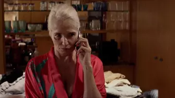 Coral and Green Kimono robe worn by Janine 'Smurf' Cody (Ellen Barkin) in Animal Kingdom (Season 3 Episode 8)