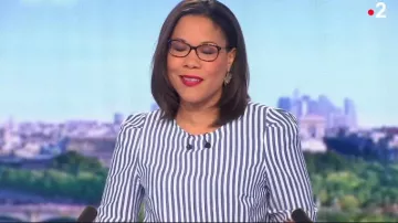 The blouse striped cotton Karine Baste-Regis in Télématin