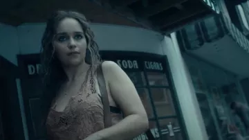 Light pink lace top worn by Susan Smith (Emilia Clarke) as seen in Above Suspicion