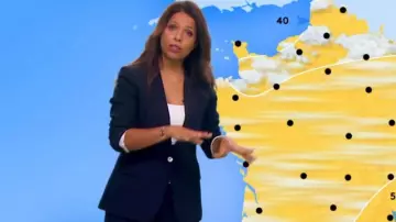 The jacket tailored collar striped navy Blue Myriam Seurat Weather of France 3