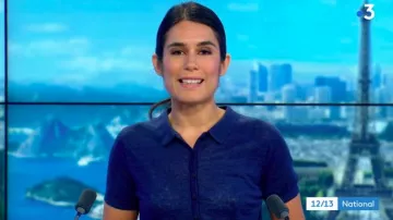 El polo de lino azul marino atemporal de Émilie Tran Nguyen en 12/13 Journal de France 3