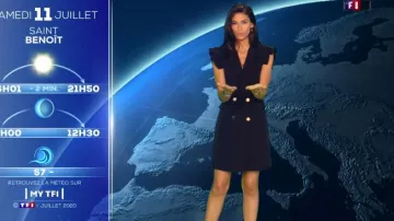 La robe mini blazer noire de Tatiana Silva dans Météo de TF1 le 10.07.2020