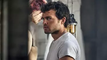 Grey t-shirt worn by John the Savage (Alden Ehrenreich) in Brave New World (Season 1)
