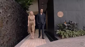 Gold animal print dress worn by Frankie (Dichen Lach­man) as seen in Animal Kingdom (Season 4 Episode 2)