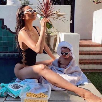 Cat Eye White sunglasses worn by Shay Mitchell on the Instagram account of @shayandatlas