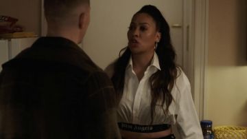 Palm Angels crop top worn by Lakeisha Grant (La La An­tho­ny) as seen in Power (Season 6 Episode 2)