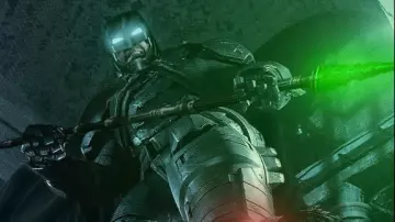 La réplique de la lance de Kryptonite utilisée par Batman (Ben Affleck) dans Batman v Superman : L’aube de la justice