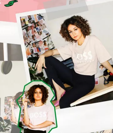Le t-shirt BO$$ Jennyfer X Léna Situations porté par Léna Mahfouf sur son compte Instagram @lenamahfouf