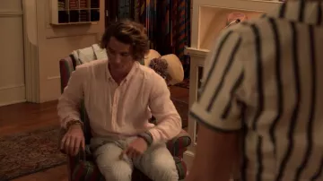 Striped white and blue pants worn by John B (Chase Stokes) in Outer Banks (S01E04)