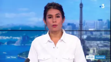 The classic collar shirt straight in jeans White Émilie Tran Nguyen in the 12/13, the Journal de France 3 of the 26.08.2020