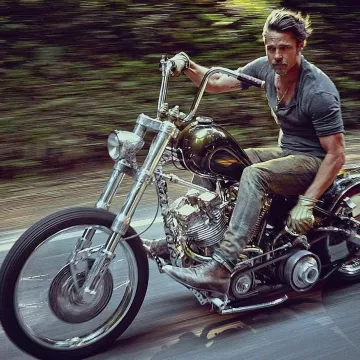 Le t-shirt gris porté à moto par Brad Pitt sur le compte Instagram de @gentlemensheaven