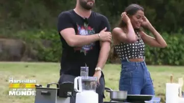 Wide and ripped jeans at the waist worn by Marine El Himer Marine El Himer The Marseillais vs the rest of the world